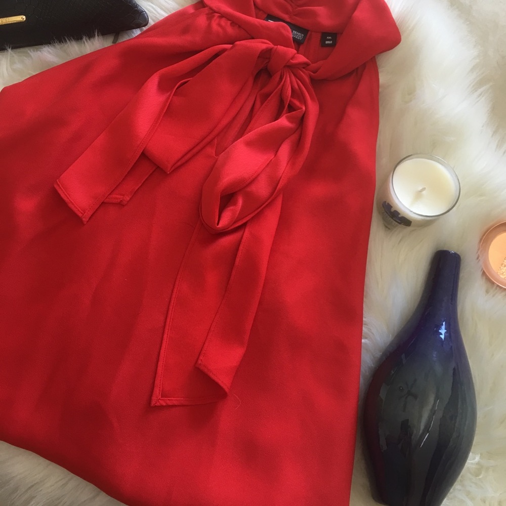 Red sleeveless top